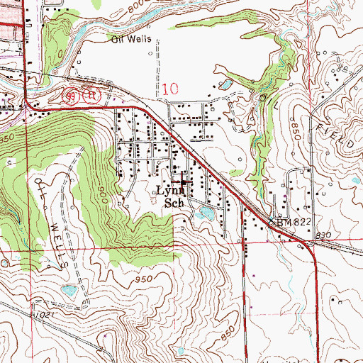 Topographic Map of Lynn School, OK