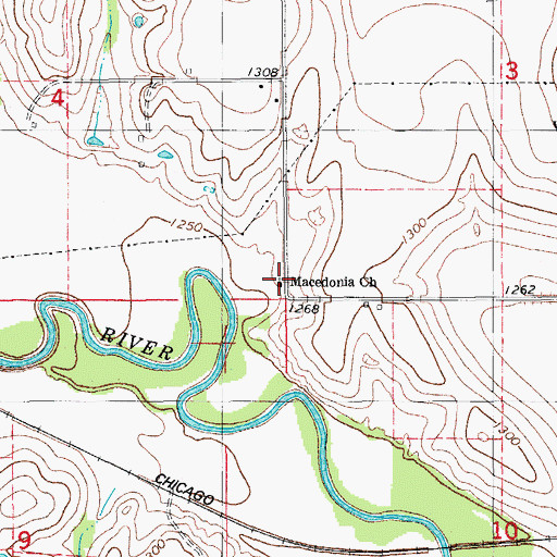 Topographic Map of Macedonia Church, OK