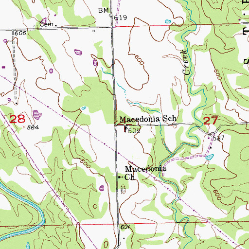Topographic Map of Macedonia School, OK