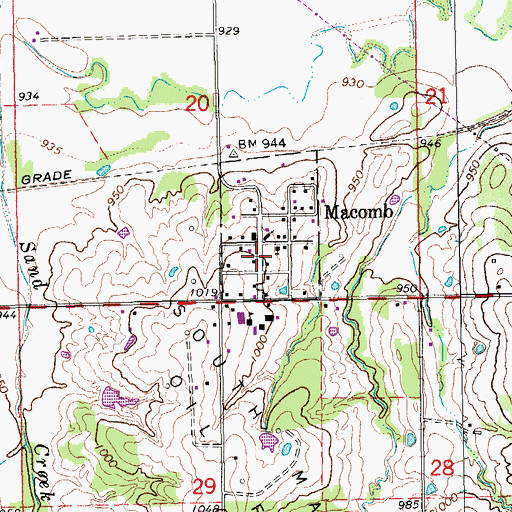Topographic Map of Macomb, OK