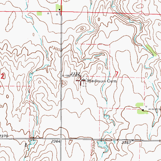Topographic Map of Madison Cemetery, OK