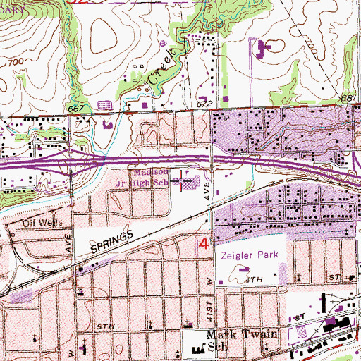 Topographic Map of Madison Middle School, OK