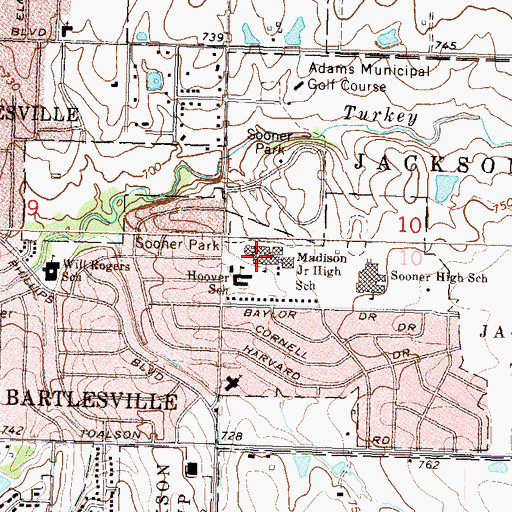 Topographic Map of Madison Middle School, OK