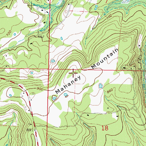 Topographic Map of Mahaney Mountain, OK
