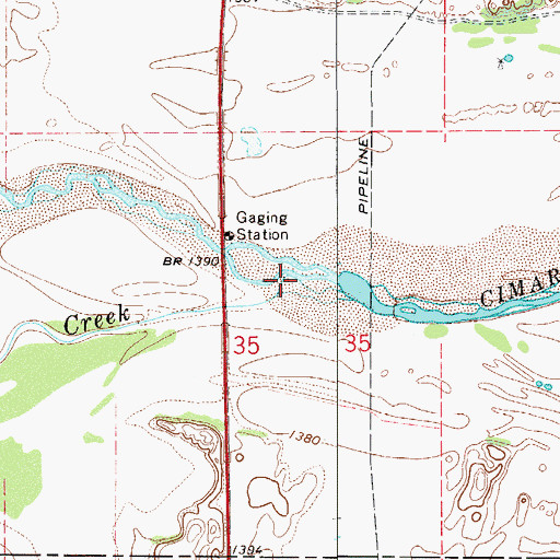 Topographic Map of Main Creek, OK