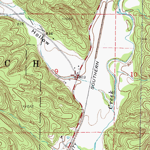 Topographic Map of Malloy Hollow, OK