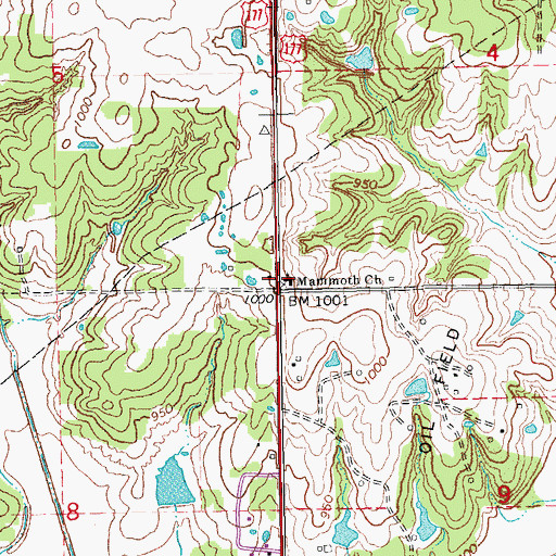 Topographic Map of Mammoth Church, OK