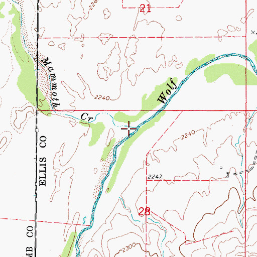 Topographic Map of Mammoth Creek, OK