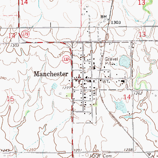 Topographic Map of Manchester, OK