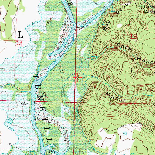 Topographic Map of Manes Hollow, OK