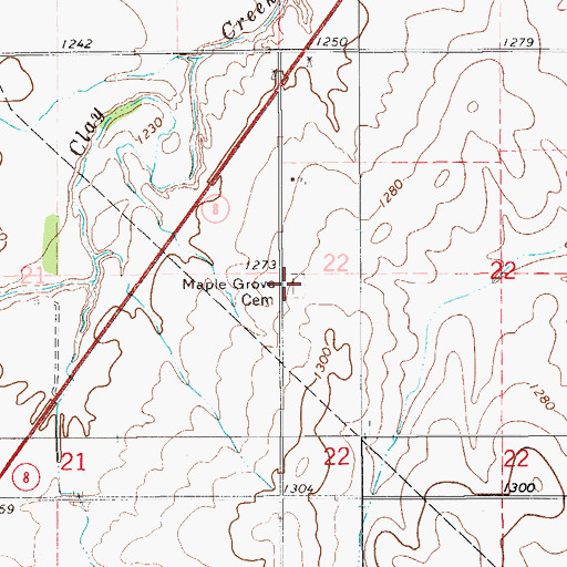 Topographic Map of Maple Grove Cemetery, OK