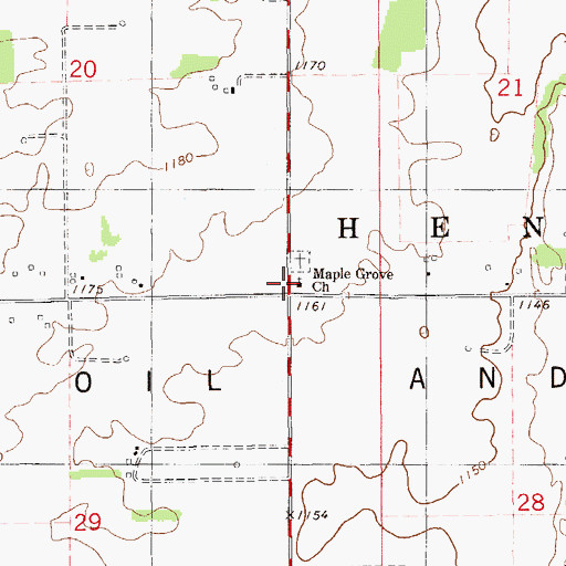 Topographic Map of Maple Grove Church, OK