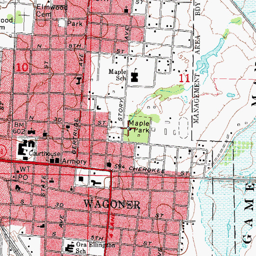Topographic Map of Maple Park, OK