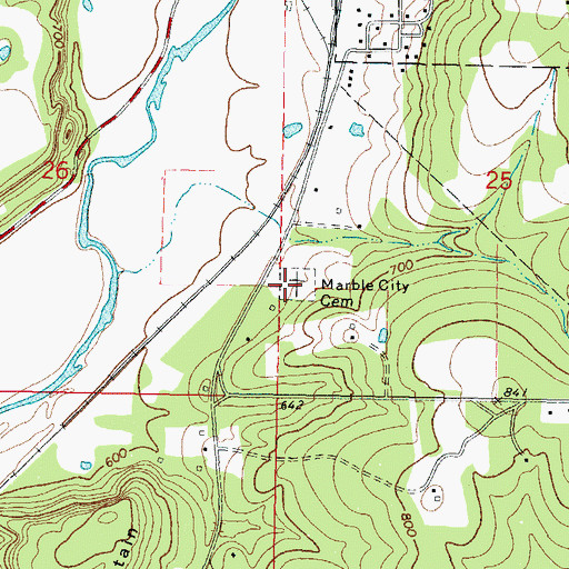Topographic Map of Marble City Cemetery, OK