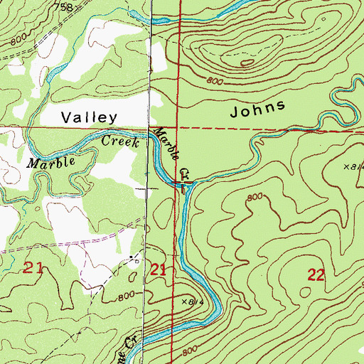 Topographic Map of Marble Creek, OK
