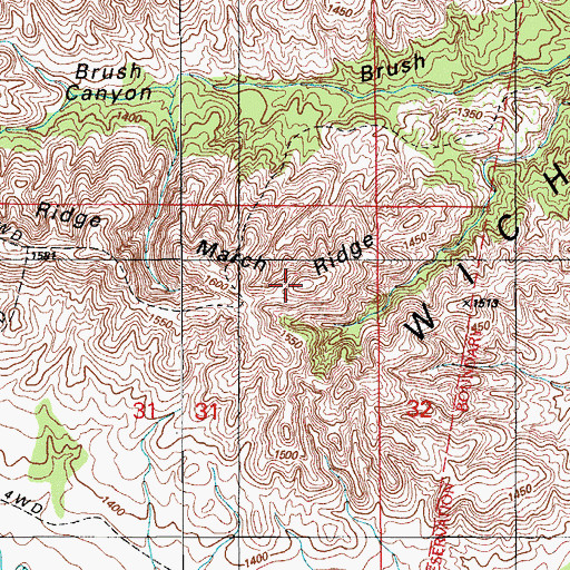 Topographic Map of March Ridge, OK