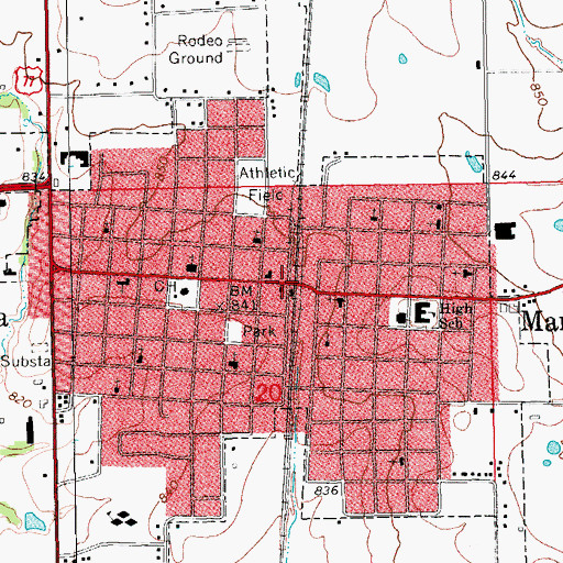 Topographic Map of Marietta, OK