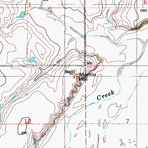 Topographic Map of Martin Hill, OK
