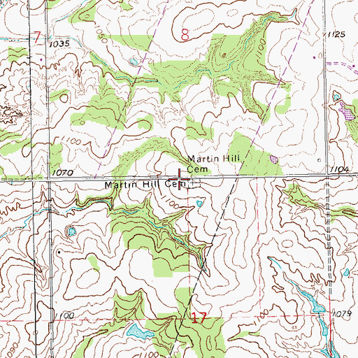 Topographic Map of Martin Hill Cemetery, OK