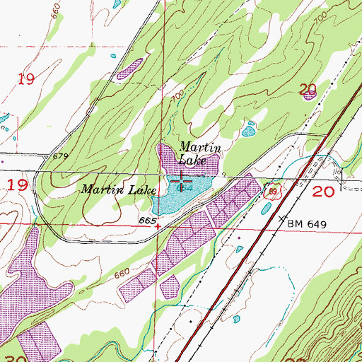 Topographic Map of Martin Lake, OK