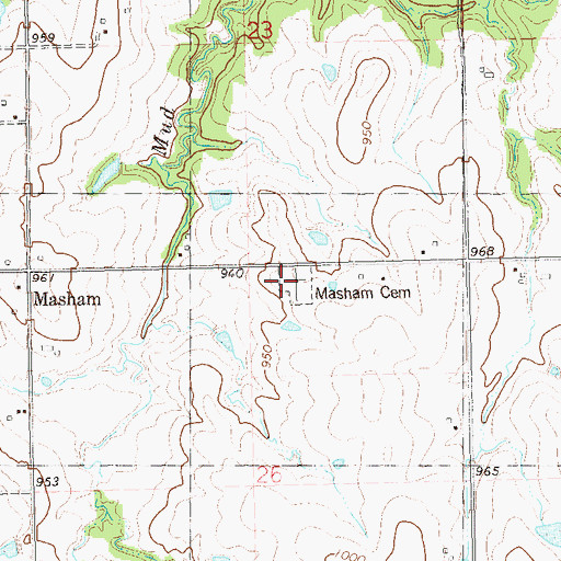 Topographic Map of Masham Cemetery, OK