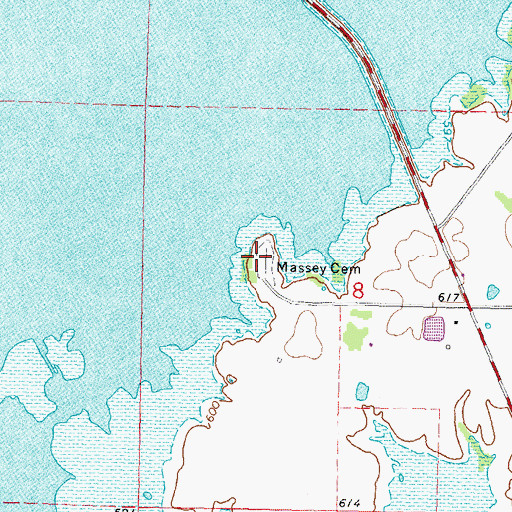 Topographic Map of Massey Cemetery, OK