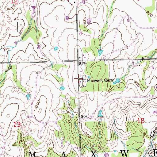 Topographic Map of Maxwell Cemetery, OK