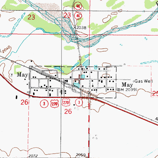 Topographic Map of May, OK