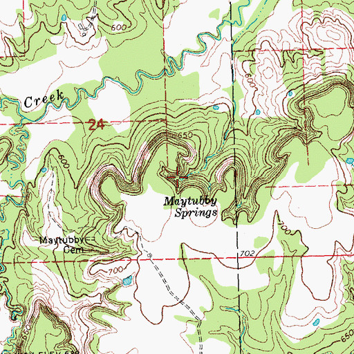 Topographic Map of Maytubby Springs, OK