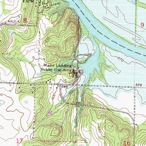 Topographic Map of Mazie Landing Public Use Area, OK