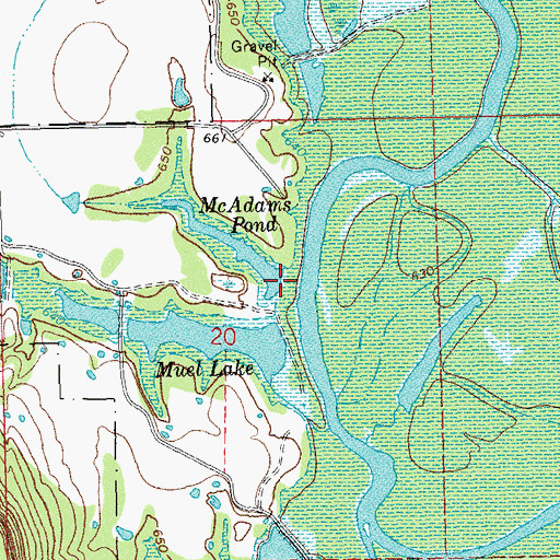 Topographic Map of McAdams Pond, OK