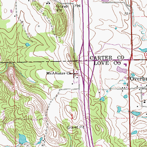 Topographic Map of McAlester Church, OK