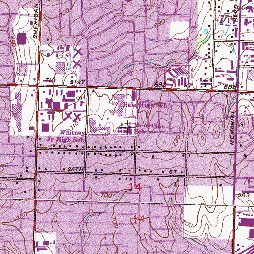 Topographic Map of MacArthur Elementary School, OK