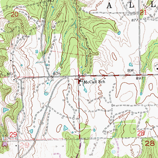 Topographic Map of McCall School, OK