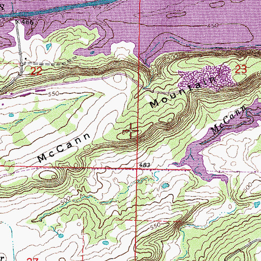 Topographic Map of McCann Mountain, OK