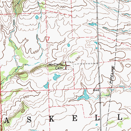 Topographic Map of McCarty Cemetery, OK