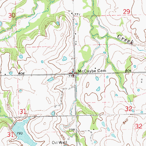Topographic Map of McCaybe Cemetery, OK