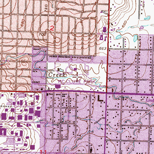 Topographic Map of McClure Park, OK