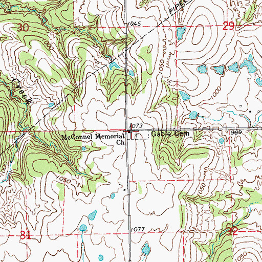 Topographic Map of McConnell Memorial Church, OK