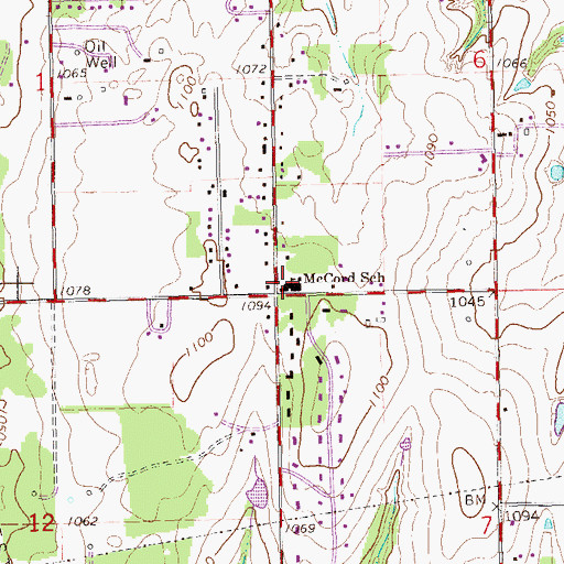 Topographic Map of McCord Elementary School, OK