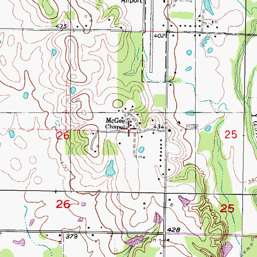 Topographic Map of McGee Chapel, OK