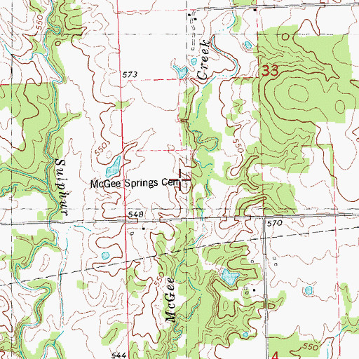Topographic Map of McGee Springs Cemetery, OK