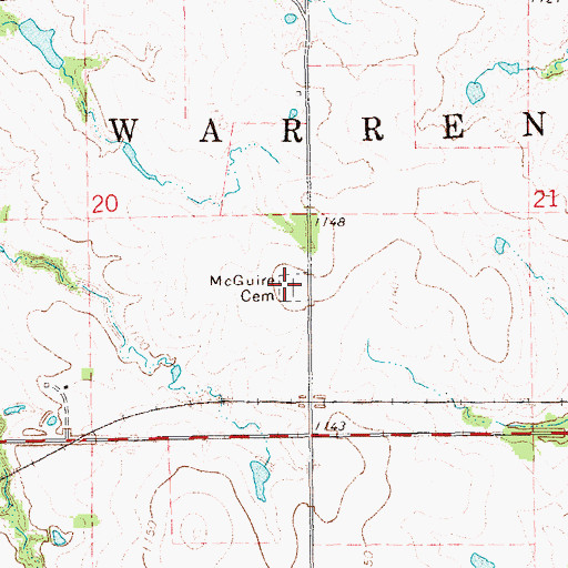 Topographic Map of McGuire Cemetery, OK