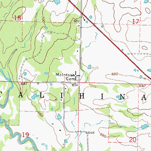 Topographic Map of McIntosh Cemetery, OK