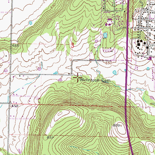 Topographic Map of McIntosh Cemetery, OK