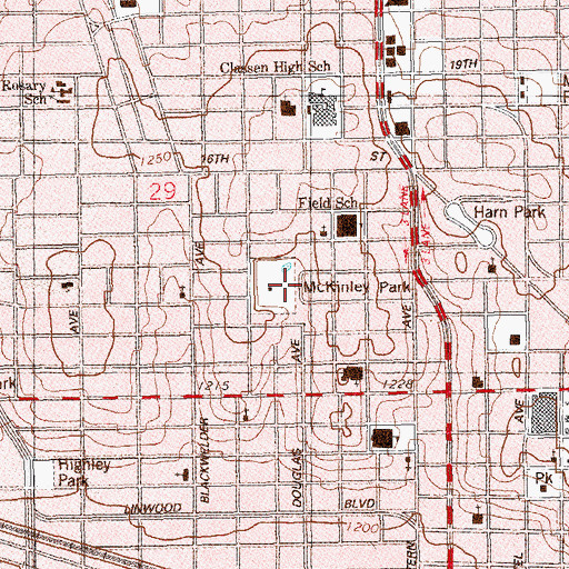 Topographic Map of McKinley Park, OK