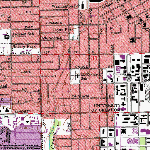 Topographic Map of McKinley Elementary School, OK