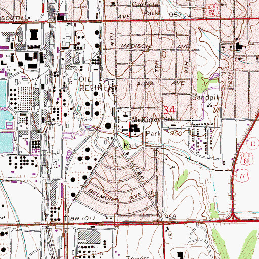 Topographic Map of McKinley School, OK