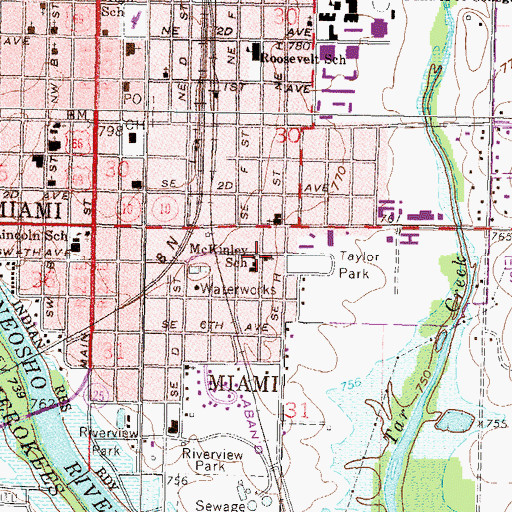 Topographic Map of McKinley School, OK