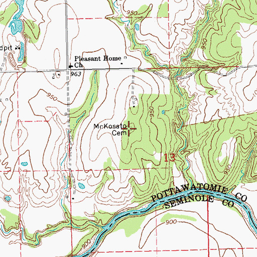 Topographic Map of McKosato Cemetery, OK